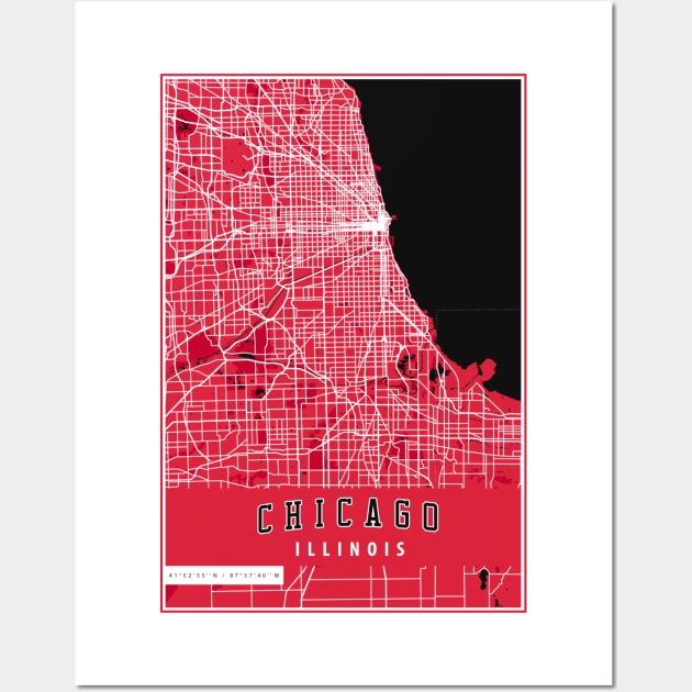 Chicago - City Street Map Wall Art by guayguay